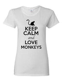 Ladies Keep Calm And Love Monkeys Ape Animal Lover Wild Funny T-Shirt Tee
