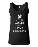 Junior Keep Calm And Love Ladybugs Insects Bug Animal Lover Sleeveless Tank Tops