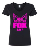 V-Neck Ladies What Does The Fox Say Party Music Comedy Funny Humor T-Shirt Tee