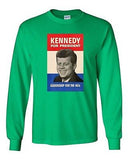 Long Sleeve Adult T-Shirt John F. Kennedy 1960 Campaign Poster Retro Vintage DT