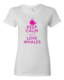 Ladies Keep Calm and Love Whales Animal Love Sea Life Whale Lover T-Shirt Tee