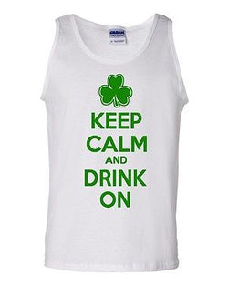 Keep Calm And Drink On Beverages Humor Novelty Statement Graphics Adult Tank Top