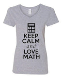 V-Neck Ladies Keep Calm And Love Math Love Mathematics School Funny T-Shirt Tee