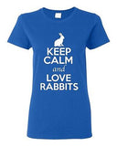 Ladies Keep Calm And Love Rabbits Bunny Pet Animal Lover Funny T-Shirt Tee