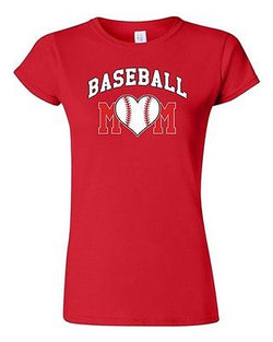 Junior Baseball Mom Heart Sports Novelty DT T-Shirt Tee