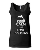 Junior Keep Calm And Love Dolphins Sea Water Animal Lover Sleeveless Tank Tops