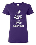Ladies Keep Calm And Love Jellyfish Sea Ocean Animal Lover Funny T-Shirt Tee