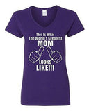 V-Neck Ladies This Is What An Awesome Mom Looks Like Mother Funny T-Shirt Tee