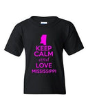 Keep Calm And Love Mississippi State Novelty Statement Youth Kids T-Shirt Tee