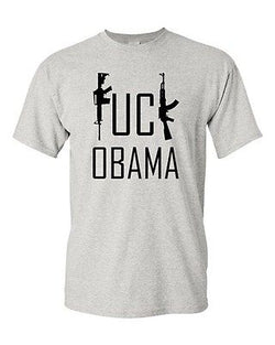 Adult Grey F*ck Obama Gun Rights 2nd Amendment Permit Pro Gun DT T-Shirt Tee