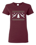 Ladies Guns Ugly Christmas Snow Rifle Tree Grenade Funny Humor DT T-Shirt Tee