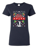 Ladies Merry Christmas Hunting Hunt Dog Animals Ugly Christmas DT T-Shirt Tee