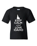 Keep Calm And Love Idaho State Novelty Statement Youth Kids T-Shirt Tee