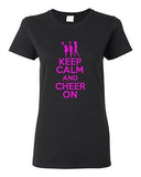 Ladies Keep Calm and Cheer On Pom Pom Cheerleader Cheer Dance Sports T-Shirt Tee
