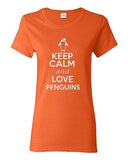 Ladies Keep Calm And Love Penguins Bird Flippers Swim Ice Sea Ocean T-Shirt Tee
