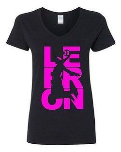 V-Neck Ladies Lebron Cleveland 23 Jersey Ball Basketball Fan Wear T-Shirt Tee