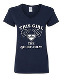 V-Neck Ladies This Girl Loves The 4th Of July Independence Freedom T-Shirt Tee