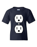 Plug Outlet Face Party Costume Funny Humor DT Youth Kids T-Shirt Tee