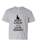 Keep Calm And Love Idaho State Novelty Statement Youth Kids T-Shirt Tee