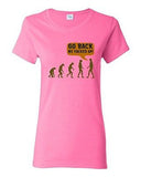 Ladies Evolution Go Back We F*cked Up Human Monkey Funny Humor DT T-Shirt Tee