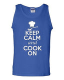 Keep Calm And Cook On Chef Humor Novelty Statement Graphics Adult Tank Top