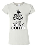 Junior Keep Calm and Drink Coffee Novelty Caffeine Humor Graphic T-Shirt Tee