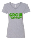 V-Neck Ladies Grow The Economy Legalize It Weeds Pot Smoke Funny T-Shirt Tee