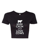 Crop Top Ladies Keep Calm and Love Cows Novelty Cattle Lover Animals T-Shirt Tee