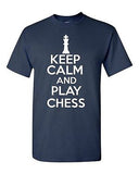 Keep Calm And Play Chess Board Game Novelty Statement Graphics Adult T-Shirt Tee