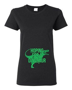 Ladies Hoping For A Dinosaur Jurassic Fossil Dino Baby Funny DT T-Shirt Tee