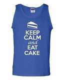 Keep Calm And Eat Cake Sweet Dessert Novelty Statement Graphics Adult Tank Top