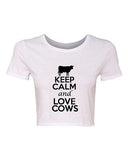 Crop Top Ladies Keep Calm and Love Cows Novelty Cattle Lover Animals T-Shirt Tee