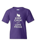 Keep Calm And Love Frogs Toads Bullfrogs Animal Lover Youth Kids T-Shirt Tee