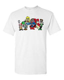 Superhero Group Shot Video Game Characters Parody Novelty DT Adult T-Shirt Tee