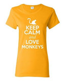Ladies Keep Calm And Love Monkeys Ape Animal Lover Wild Funny T-Shirt Tee