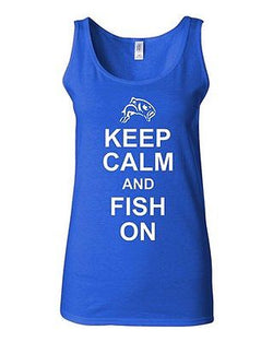 Junior Keep Calm And Fish On Water Fishing Novelty Statement Tank Top