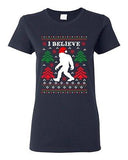 Ladies I Believe Sasquatch Big Foot Ugly Christmas Gift Funny DT T-Shirt Tee