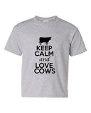 Keep Calm And Love Cows Livestock Novelty Statement Youth Kids T-Shirt Tee