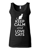 Junior Keep Calm And Love Cats Animal Lover Graphic Sleeveless Tank Tops