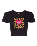 Crop Top Ladies Heart Pizza Lover I Love Pizza Food Funny Humor DT T-Shirt Tee