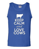 Keep Calm And Love Cows Cattle Humor Novelty Statement Graphics Adult Tank Top