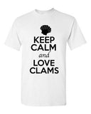 Keep Calm And Love Clams Shell Sea Animal Lover Funny Humor Adult T-Shirt Tee