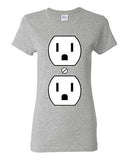 Ladies Plug Outlet Face Party Costume Funny Humor DT T-Shirt Tee