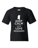 Keep Calm And Love Mississippi State Novelty Statement Youth Kids T-Shirt Tee