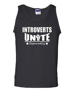 Introverts Unite Separately Geek Funny Novelty Statement Graphics Adult Tank Top