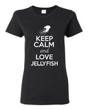 Ladies Keep Calm And Love Jellyfish Sea Ocean Animal Lover Funny T-Shirt Tee