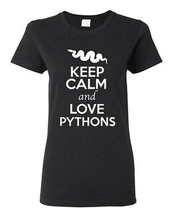 Ladies Keep Calm And Love Pythons Snake Animal Lover Wild Funny T-Shirt Tee