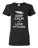 Ladies Keep Calm And Love Pythons Snake Animal Lover Wild Funny T-Shirt Tee