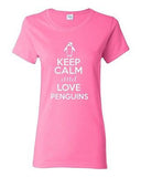 Ladies Keep Calm And Love Penguins Bird Flippers Swim Ice Sea Ocean T-Shirt Tee