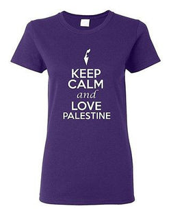 Ladies Keep Calm And Love Palestine Country Nation Patriotic Novelty T-Shirt Tee
